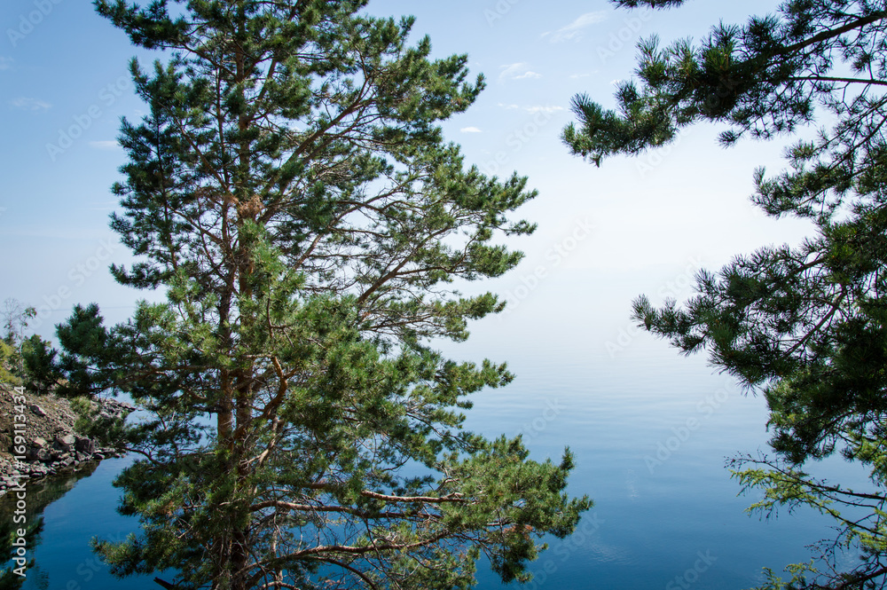 Obraz premium Idyllic landscape of Lake Baikal, Siberia, Russia - on a day in summer 2017