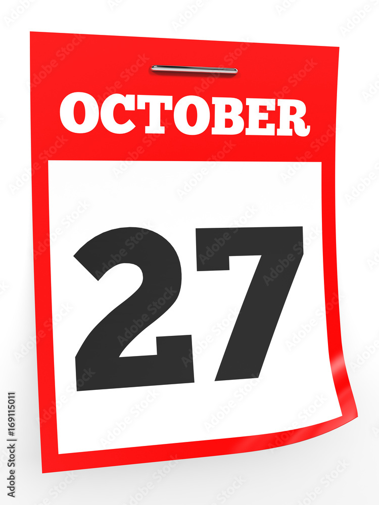 October 27. Calendar on white background. October 27. Calendar on white background.
