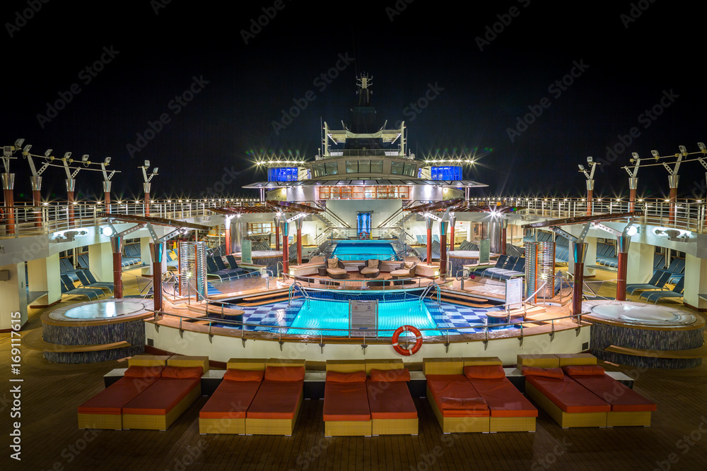 Cruise Ship Pool Deck at night