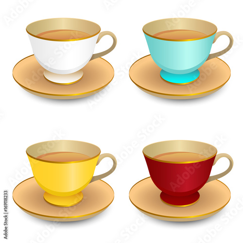 Vector drawing of cups of different colors