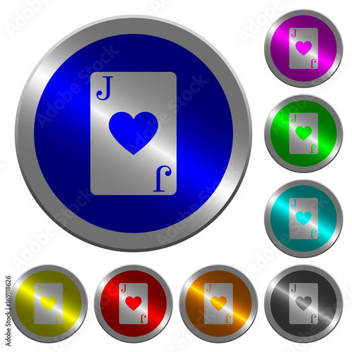 Jack of hearts card luminous coin-like round color buttons