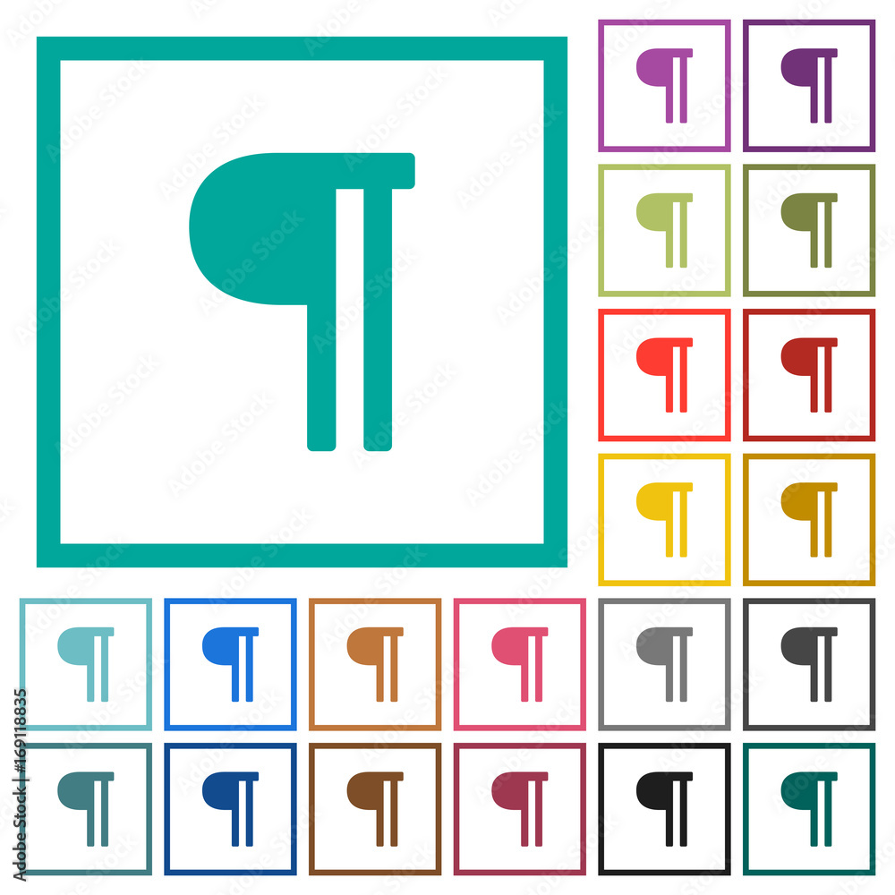 Text paragraph flat color icons with quadrant frames Text paragraph flat color icons with quadrant frames