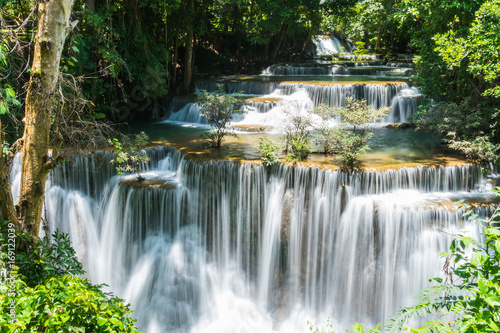 Huai mae khamin waterfall in khuean srinagarindra national park at kanchanaburi thailand