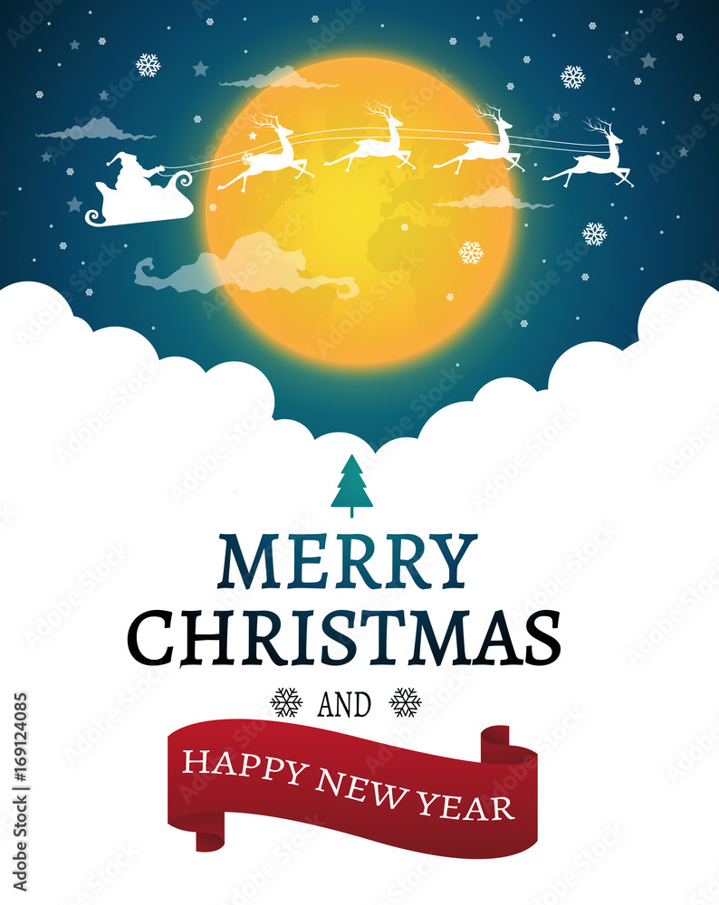Christmas and New Years background with Santa claus on sky.vector Christmas and New Years background with Santa claus on sky.vector