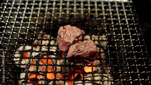 Kobe beef on the grill cooking