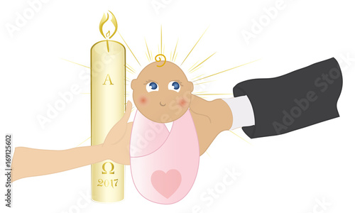 Little girl taking the Sacrament of Baptism.
