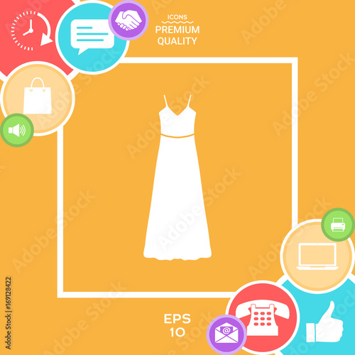 Long Dress, Evening dress or sundress with belt , the silhouette. Menu item in the web design
