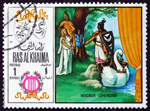 Postage stamp Ras al-Khaimah 1969 Lohengrin by Richard Wagner photo