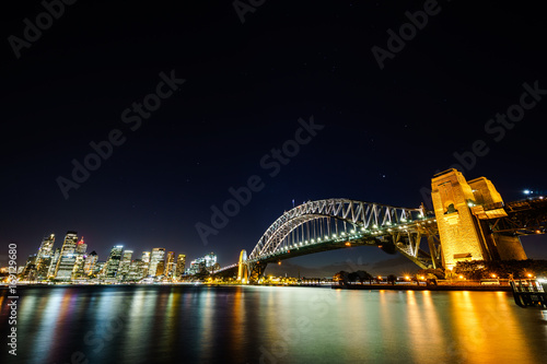 Sydney Harbour at night with Southern Cross in the sky © MingYin