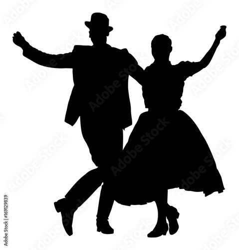 Photo Hungarian folk dancers couple vector silhouette