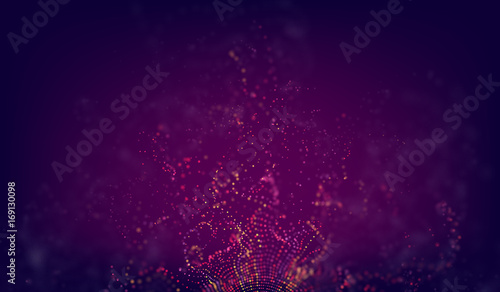 Abstract science background. Futuristic technology 3d vector backdrop with particles glitch flow