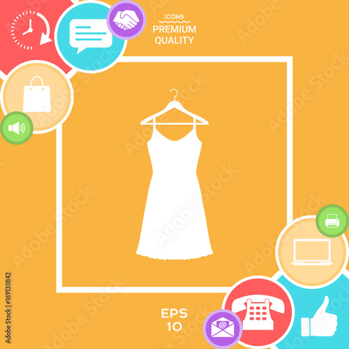 Sundress, Evening dress, combination or nightie on the wardrobe hanger , the silhouette. Menu item in the web design