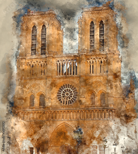 Canvas Print The famous Notre Dame Cathedral in Paris