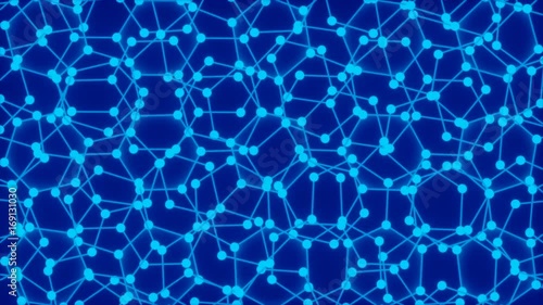 blue abstract background and moving hexagons, loop photo