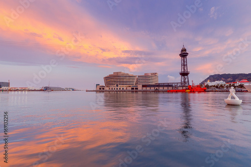 Barcelona. Seaport at sunset.
