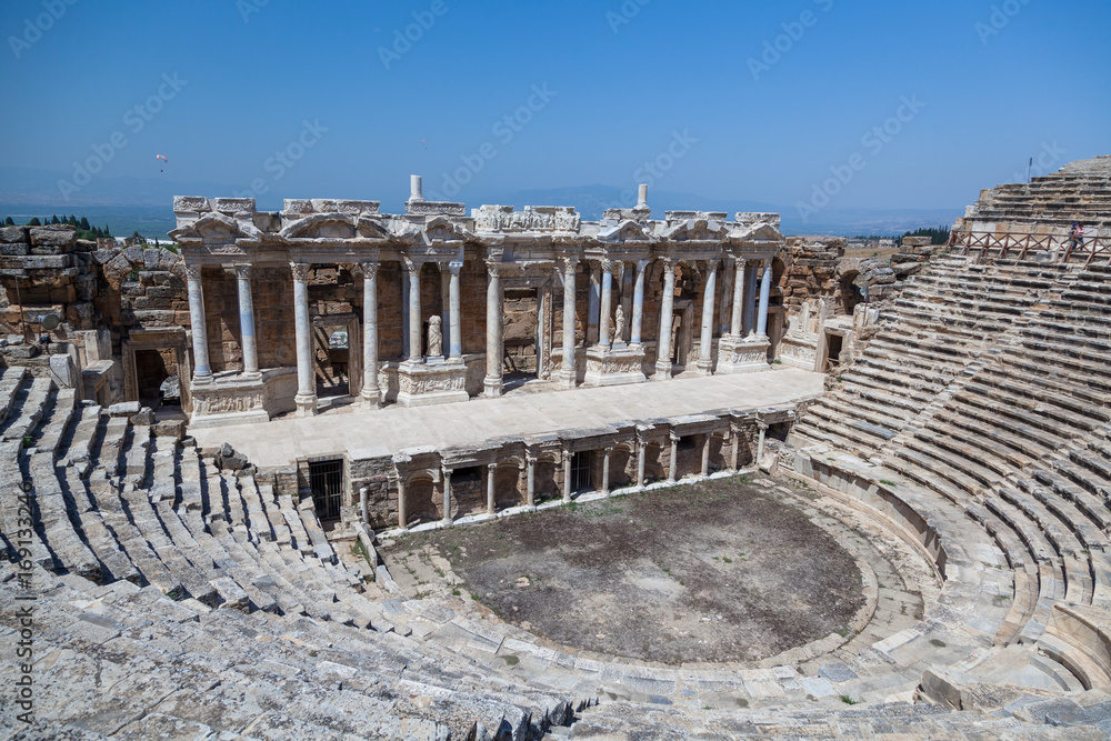 Ancient amphitheater in Pamukkale, Turkey