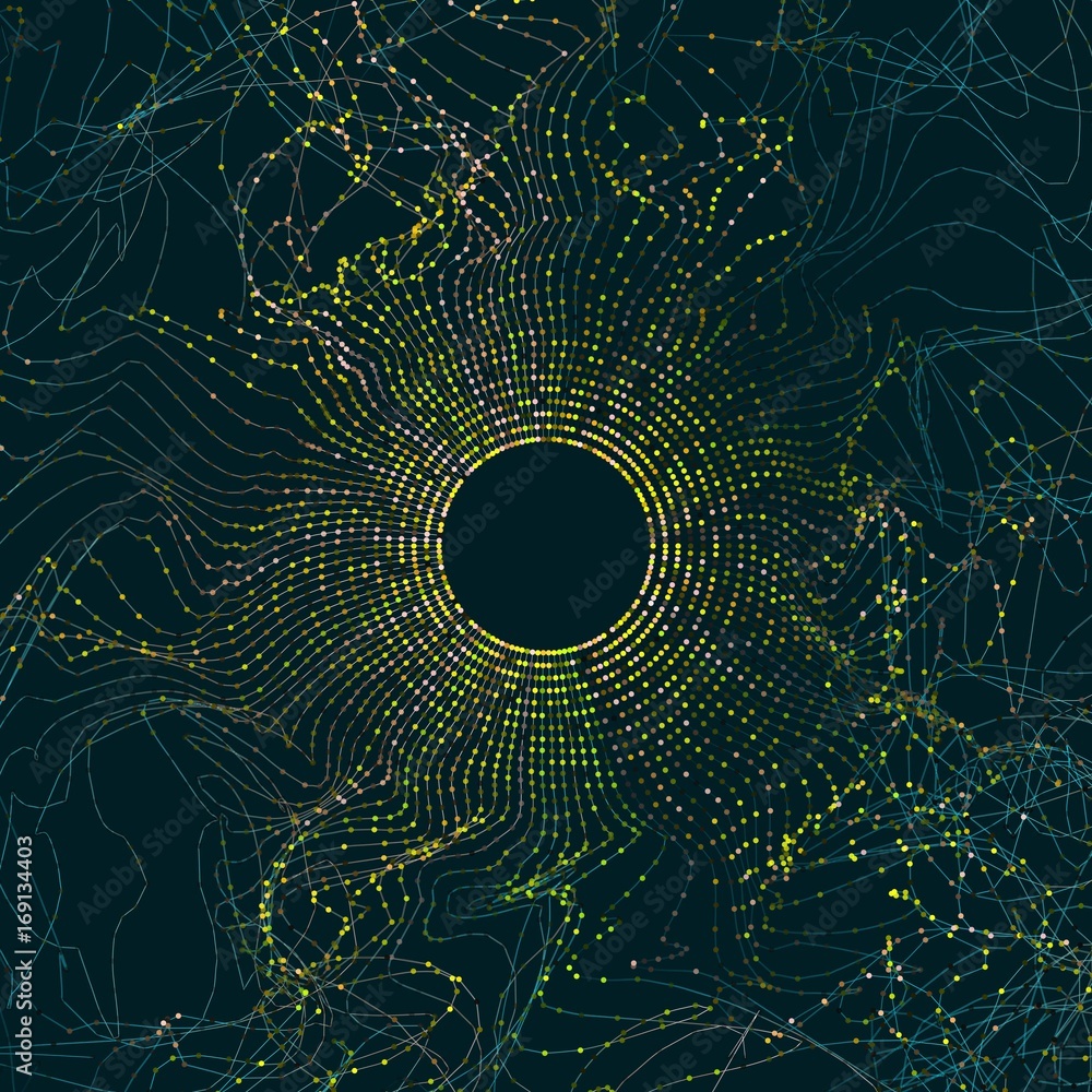 Abstract big data illustration. Particle circle grid glitch and wave. Digital bigdata background Abstract big data illustration. Particle circle grid glitch and wave. Digital bigdata background