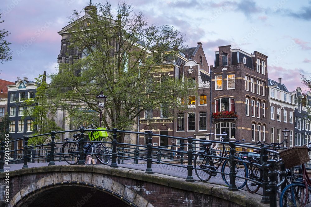 The small bridges in the canal district of Amsterdam