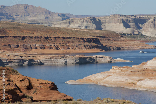 Lake Powell at Glen Canyon Dam, Page, Arizona, USA.