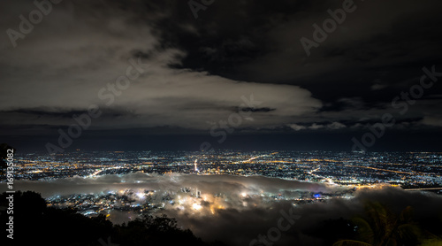 Doi Suthep Chiangmai night view in raining season
