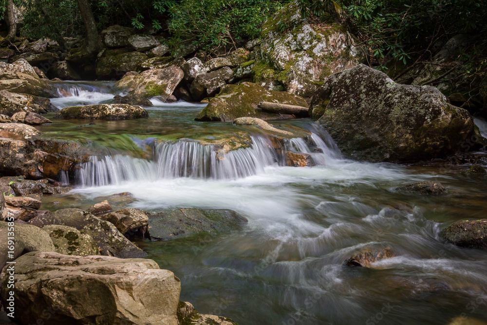 small waterfall in Virginia in the forest 