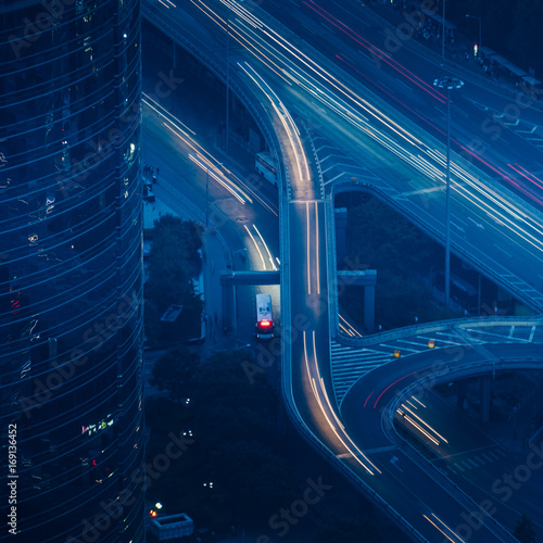 beijing streetscape at night photo