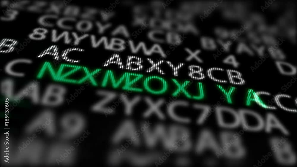 Concept of computer technology safety. Search of the password, combination, secret code or confidential key on the computer screen.