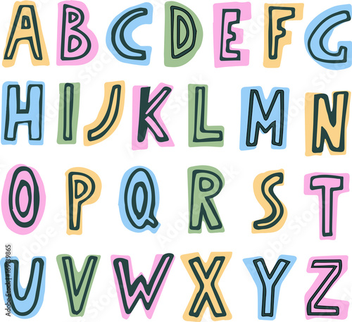 simple colorful kids ABC alphabet