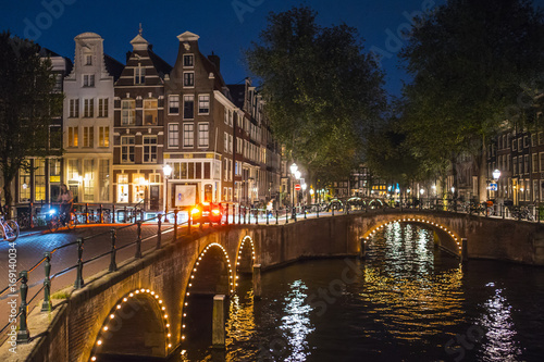 Amsterdam by night - wonderful view in the city center