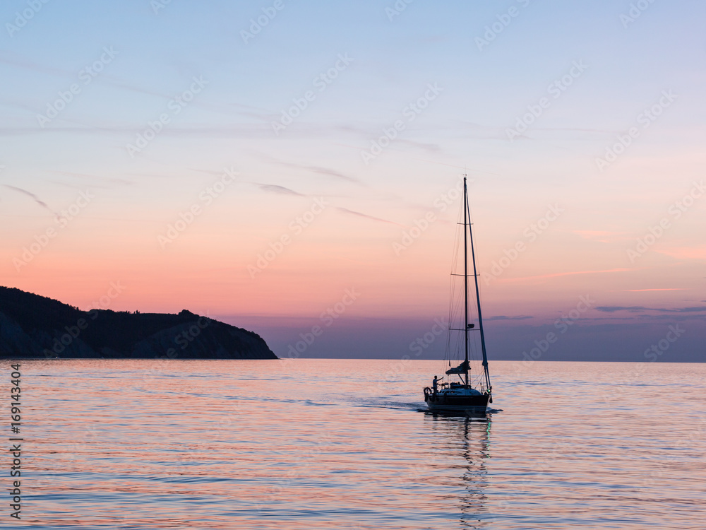 yacht with beautiful sea sunset