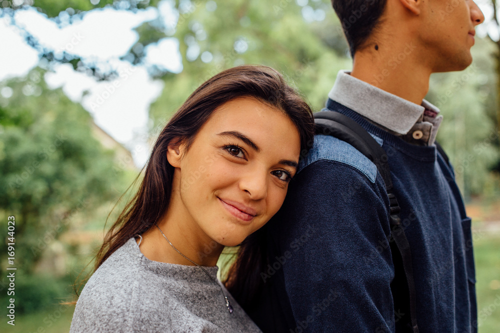 Young woman leaning on man's shoulder Young woman leaning on man's shoulder
