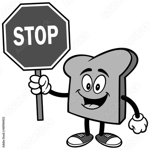 Bread Slice with Stop Sign Illustration