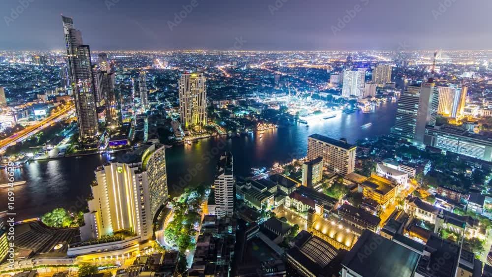 Night timelapse of Bangkok city downtown, Thailand Night timelapse of Bangkok city downtown, Thailand
