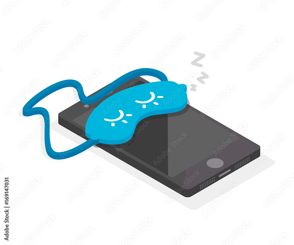 Sleeping phone. Mask for sleep. Isolated illustration Sleeping phone. Mask for sleep. Isolated illustration