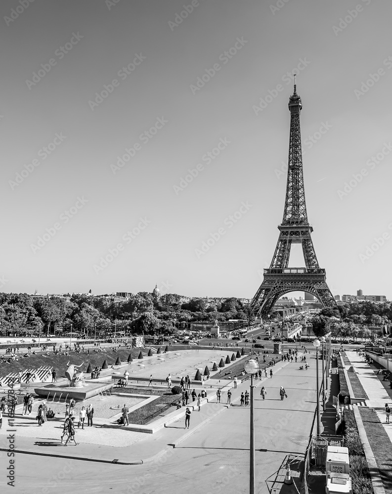 Trocadero Gardens and Eiffel Tower in Paris