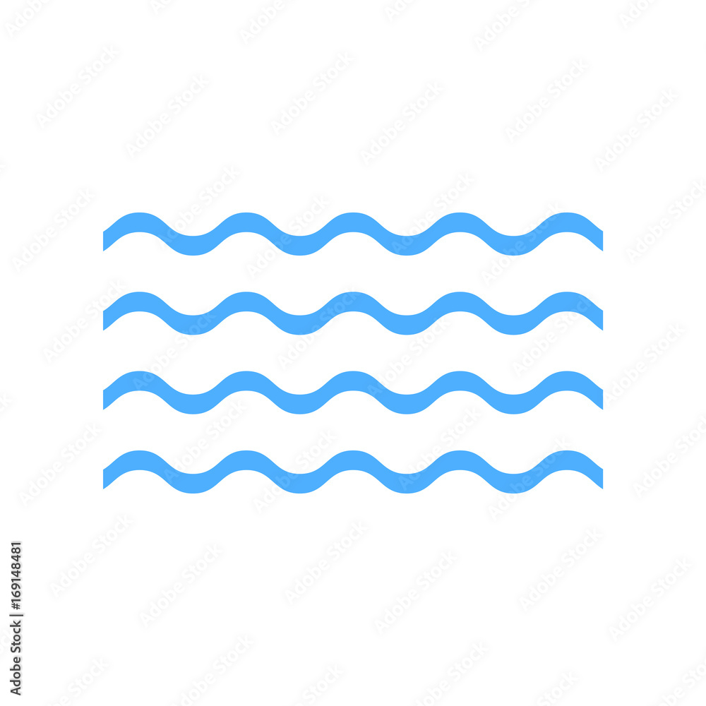 Flat icon blue wave isolated on white background. Vector illustration.