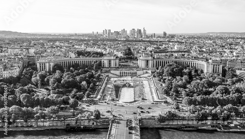 Trocadero in Paris - wide angle aerial view