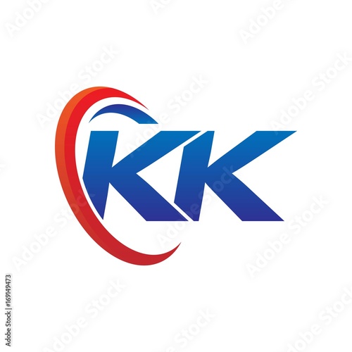 modern dynamic vector initial letters logo kb with circle swoosh red blue