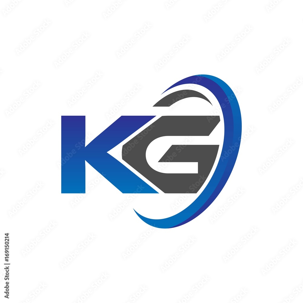 vector initial logo letters kg with circle swoosh blue gray vector initial logo letters kg with circle swoosh blue gray