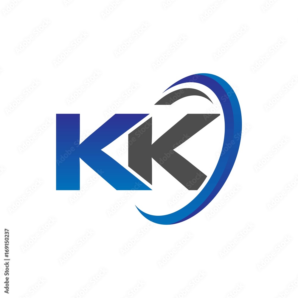 vector initial logo letters kk with circle swoosh blue gray vector initial logo letters kk with circle swoosh blue gray