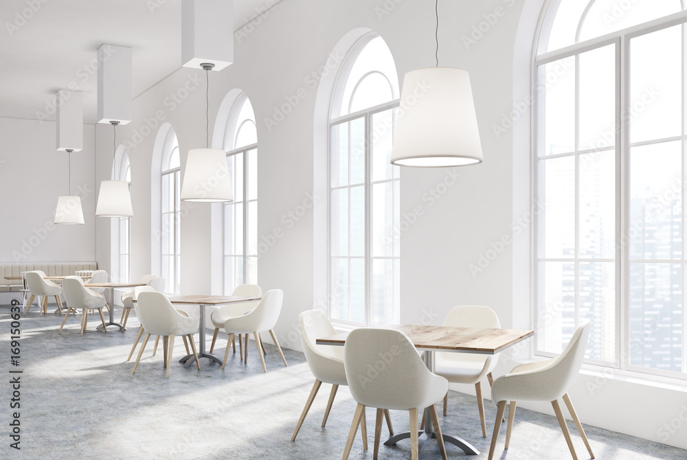 White luxury cafe interior