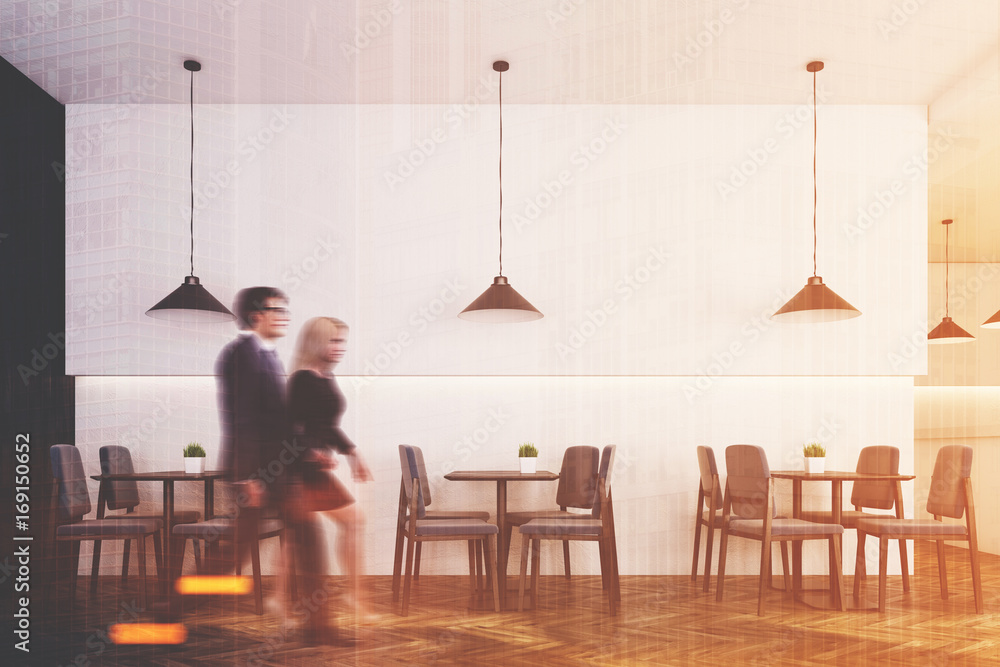 Fototapeta premium Gray chair cafe interior, people