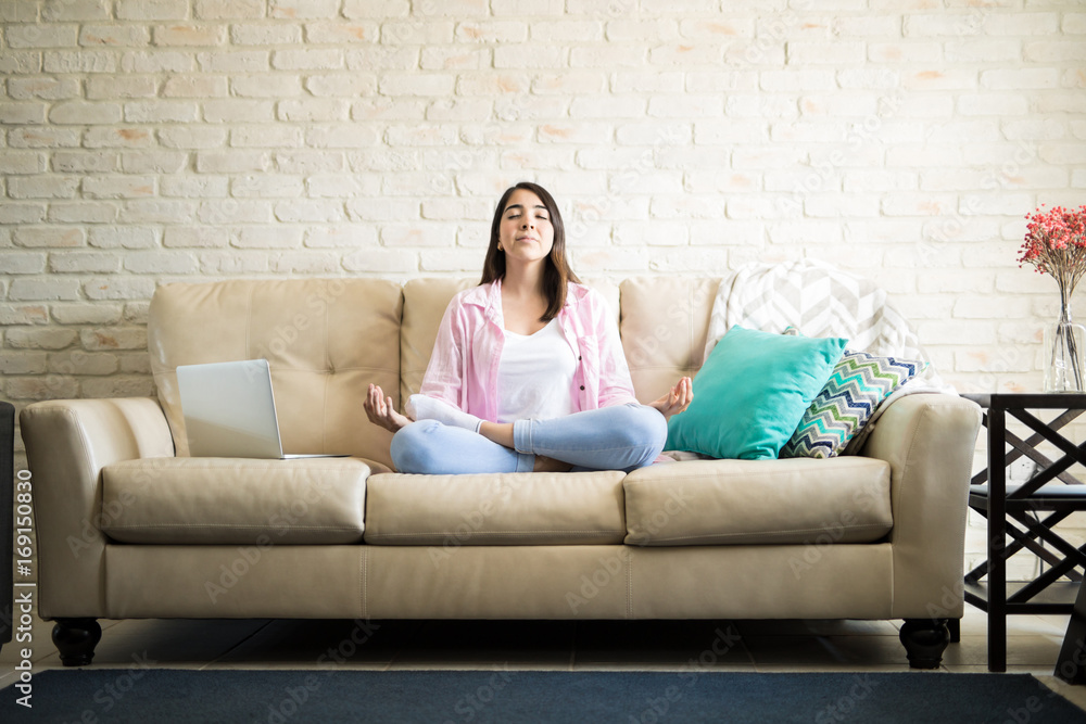 Relaxing in the living room with some meditation Relaxing in the living room with some meditation