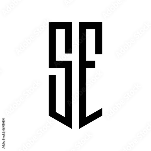 initial letters logo sf black monogram pentagon shield shape
