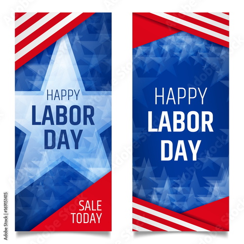 Labor day sale promotion advertising banner template. American labor day background. Labor day wallpaper. Labor day vertical banners. Vector illustration. American card abstract background colorful.