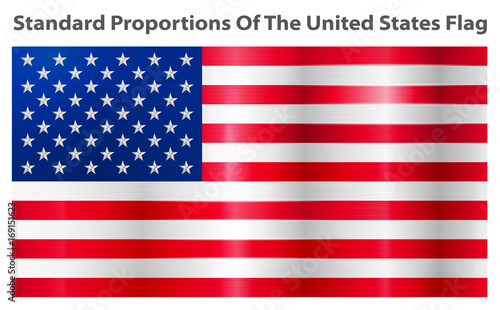 American Flag. American Flag realistic illustration. Vector image of American Flag. American Flag background. United States of America. USA. United States. Standard dimensions, element proportions.