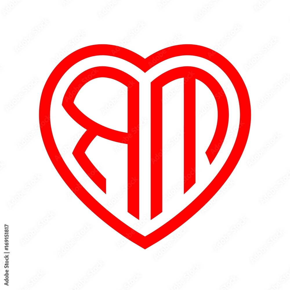 initial letters logo rm red monogram heart love shape initial letters logo rm red monogram heart love shape