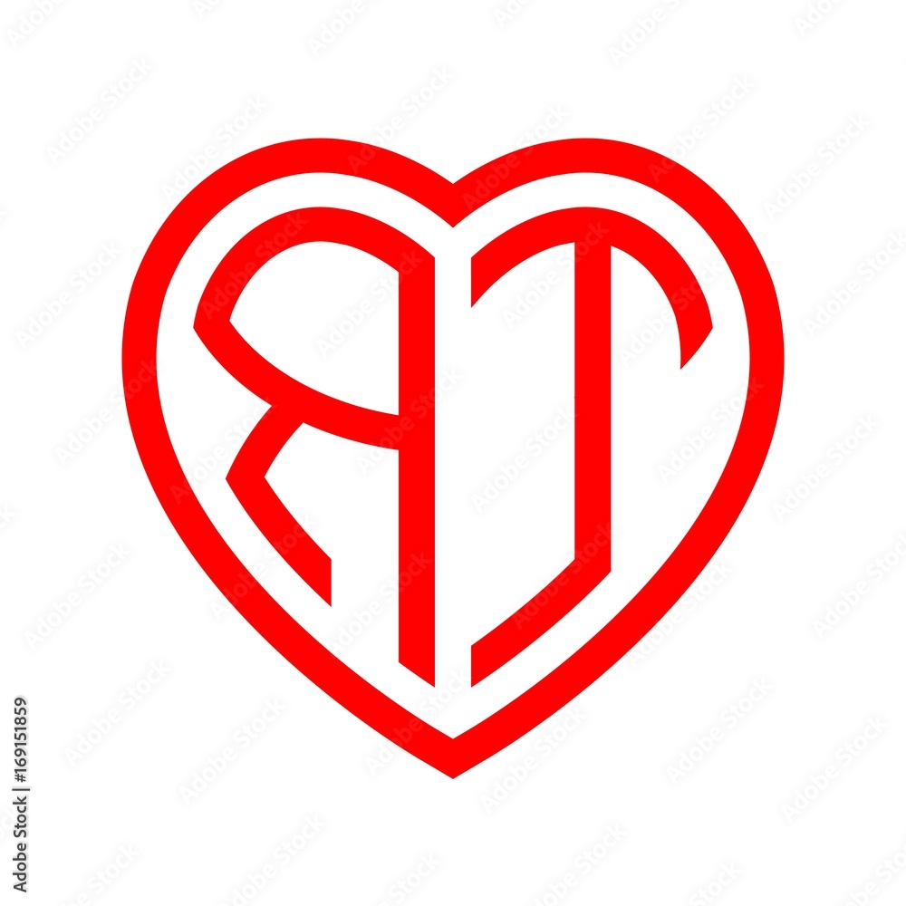 initial letters logo rt red monogram heart love shape initial letters logo rt red monogram heart love shape