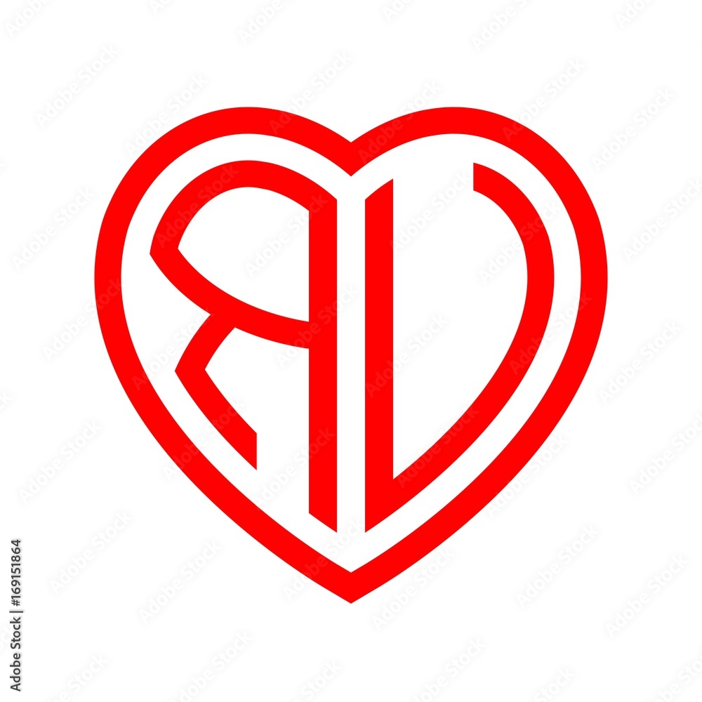 initial letters logo ru red monogram heart love shape initial letters logo ru red monogram heart love shape