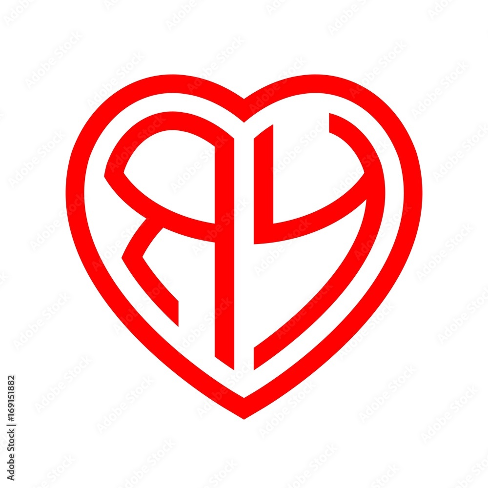 initial letters logo ry red monogram heart love shape initial letters logo ry red monogram heart love shape